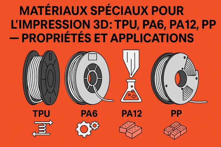 Matériaux spéciaux pour l’impression 3D : TPU, PA6, PA12, PP – propriétés et applications